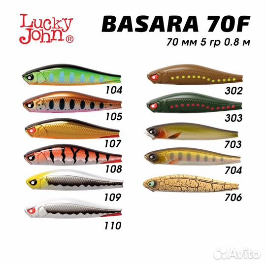 Воблеры плавающие Lucky John Pro Series Basara 70