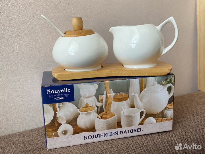 Фарфоровая белая посуда сахарница молочник