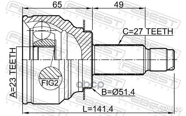 Шрус наружный 23x51.3x27 0810-G12 Febest