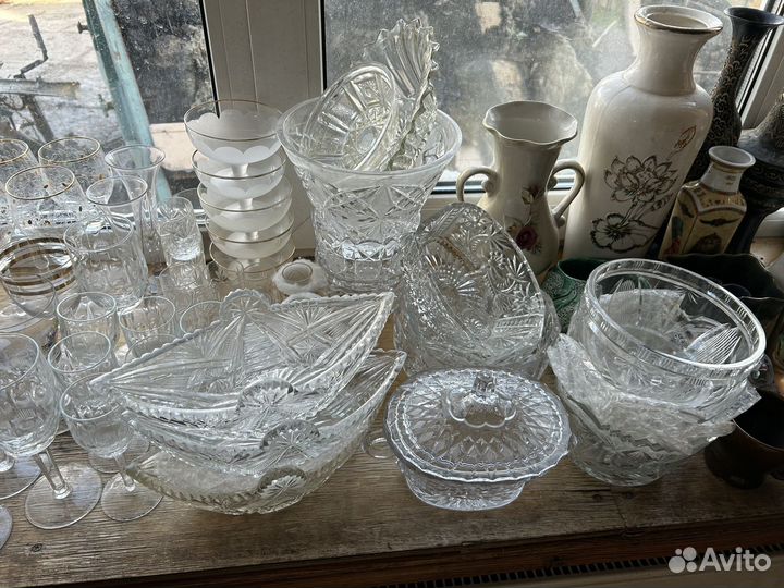 Хрусталь, набор посуды, статуэтки