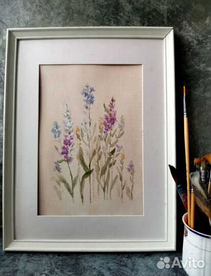 Акварельная картина Полевые цветы Прованс