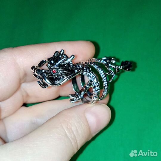 Кольцо Дракон Оригинальное Серебряного Цвета Новое