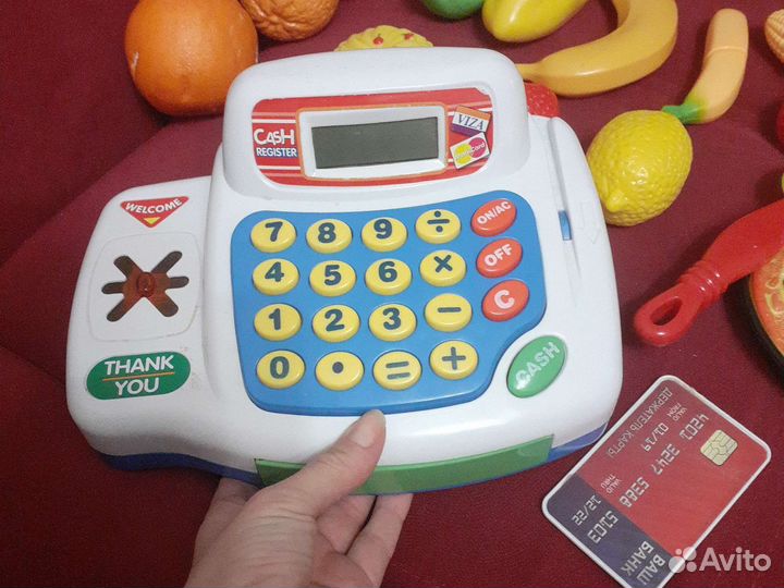 Касса игрушечная, фрукты, овощи, еда