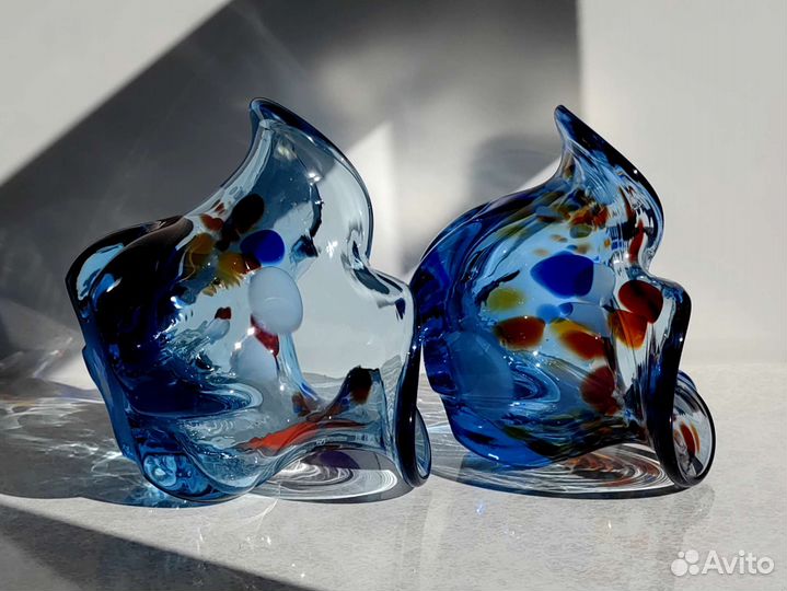 Ваза-конфетница цветное стекло СССР