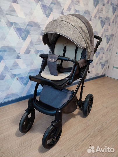 Коляска adamex 3 в 1 luciano deco бежевая