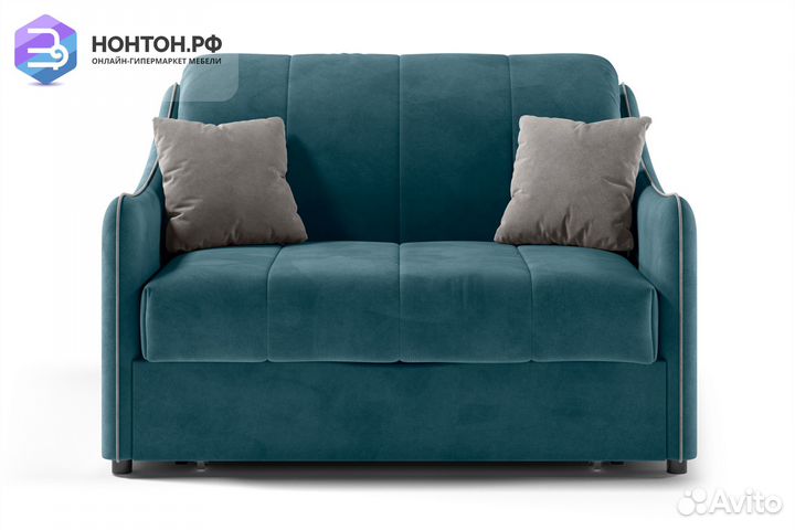 Диван аккордеон Эско синий / серо-бежевый