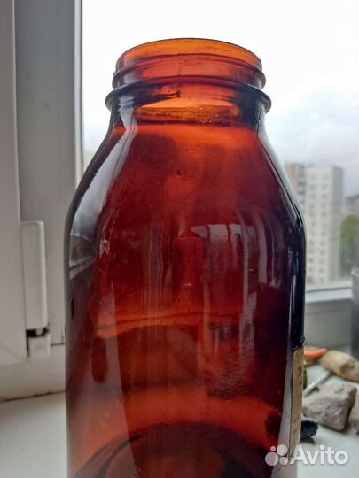 Банка из темного лабораторного стекла СССР