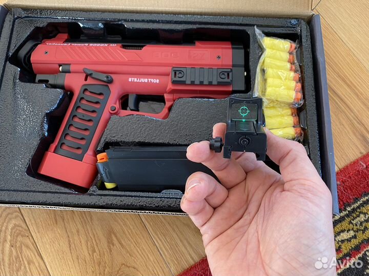 Пистолет бластер детский нерф магазинная подача
