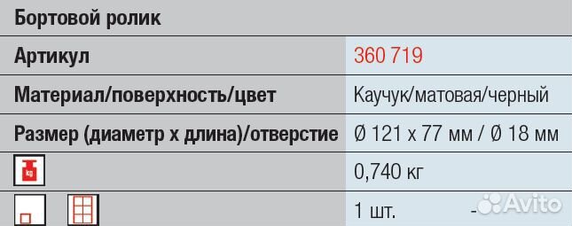 Ролик боковой поддержки прицепа L77 D121/18 мм