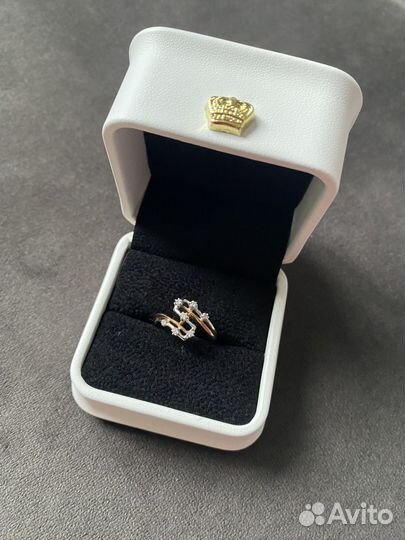 7 бриллиантов Кольцо красное + белое золото