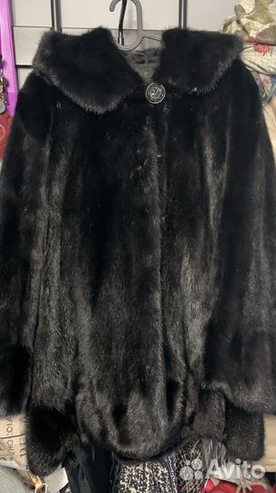 Шуба норковая с капюшоном 44 46 черная