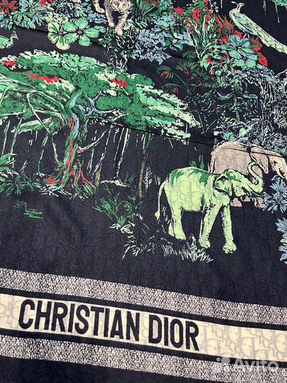 Шерстяной платок шаль Dior синий двухсторонний