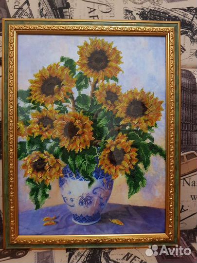 Картина из бисера Подсолнухи