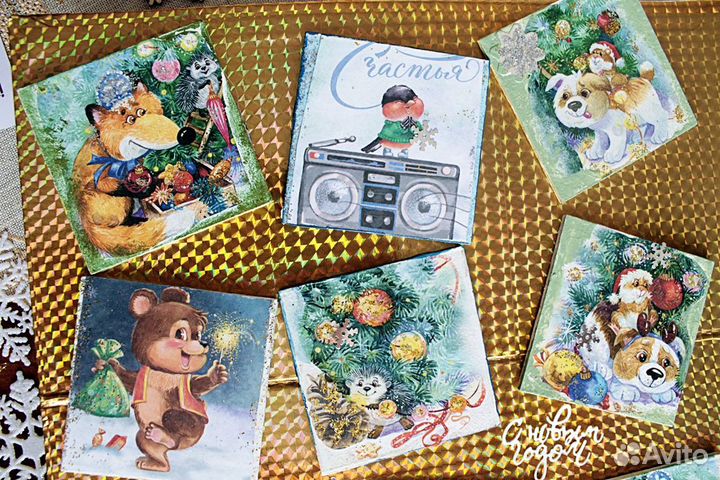 Новогодние флажки гирлянда Зверята