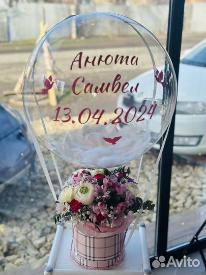 Шар баблс с цветами, цветы в шаре баблс