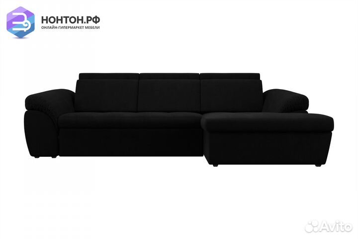 Диван угловой дельфин Мисандра микровельвет черный