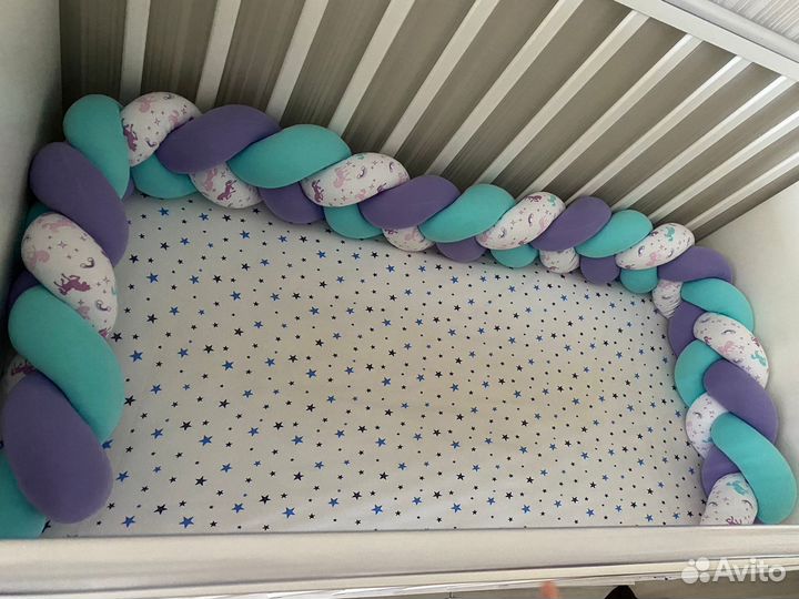 Бортик в кроватку косичка х/б