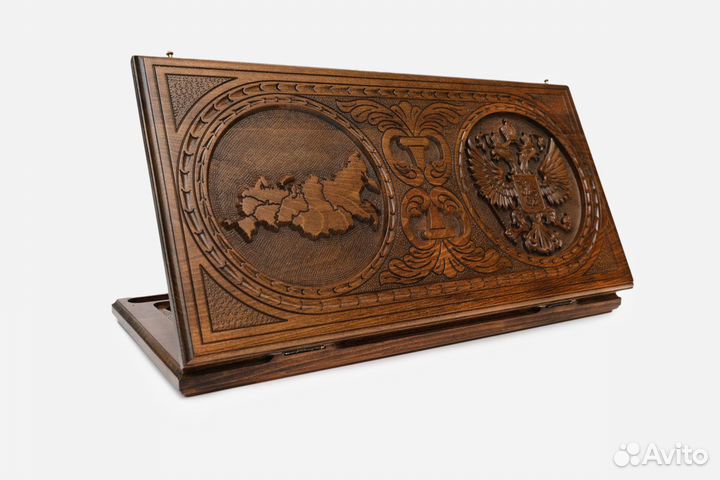 Нарды карта и герб РФ ручной работы