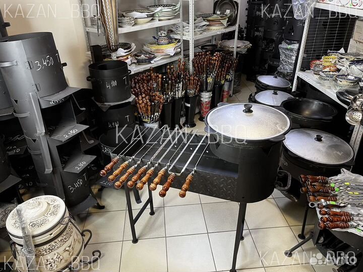 Мангал с чугунным казаном, комплект