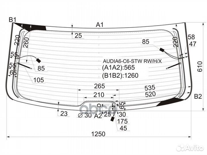 Стекло заднее с обогревом audi A6/S6 5D 04-11 A