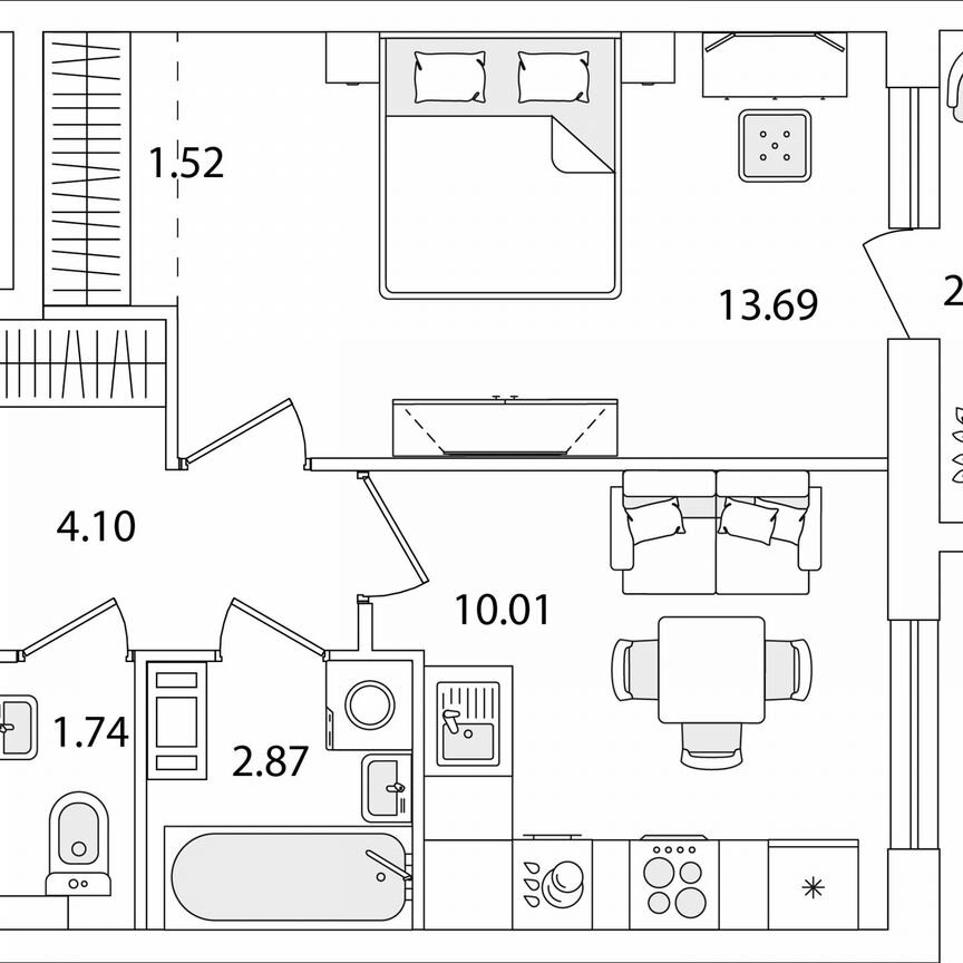 1-к. квартира, 35,3 м², 9/9 эт.