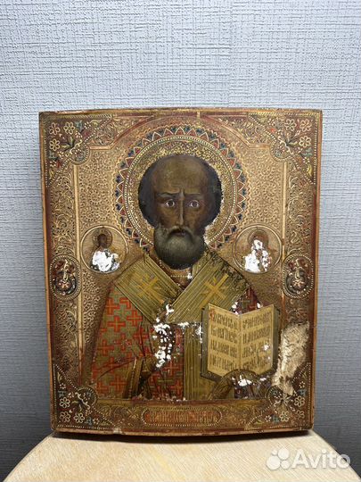 Икона старинная Николай Чудотворец