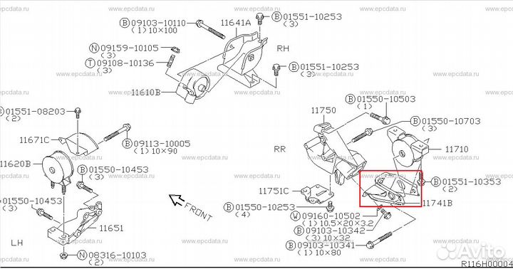 Кронштейн опоры двигателя suzuki swift HT51S M13A RR