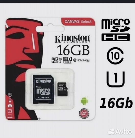 Карта памяти MicroSD 16 Gb