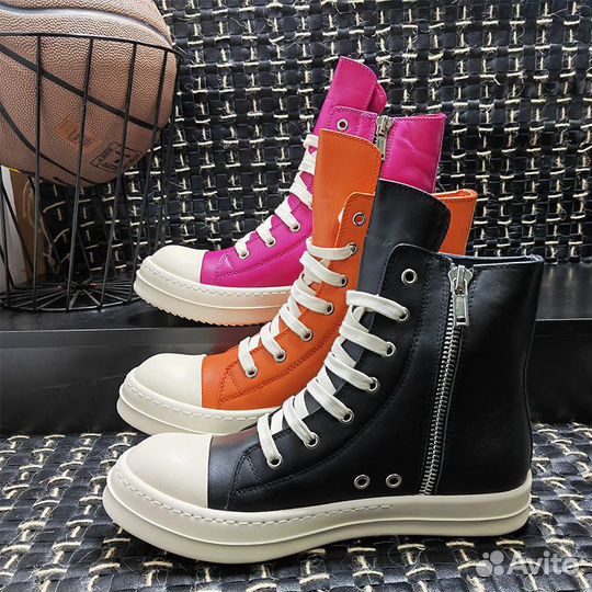 Кроссовки Rick owens mainline leather ramones high