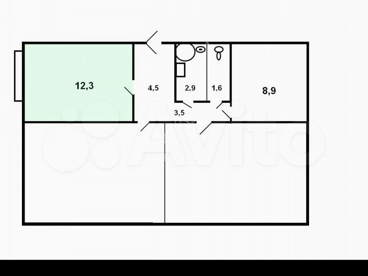 Комната 12,3 м² в 3-к., 7/8 эт.