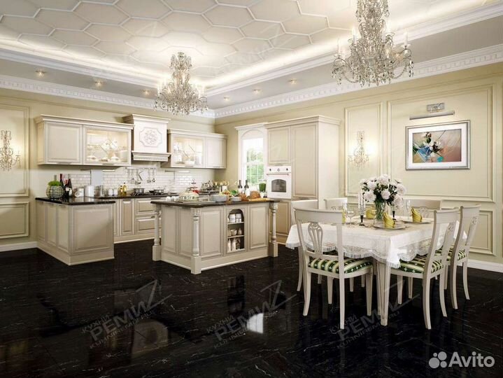 Кухня с островом из массива