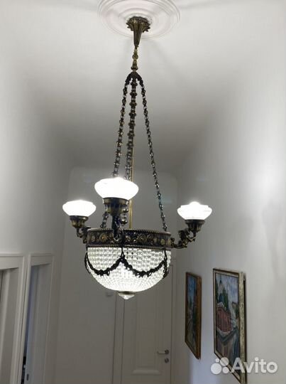 Антикварная бронзовая люстра