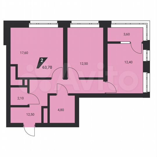 2-к. квартира, 63,7 м², 20/25 эт.