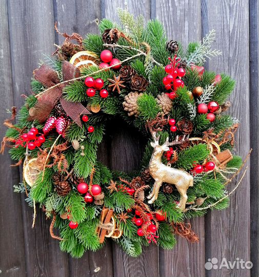 Новогодние веночки, ёлочки и композиции