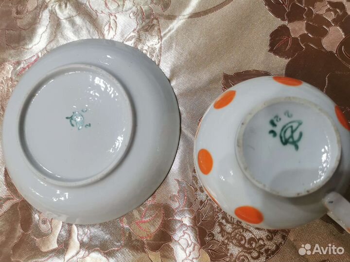 Фарфор СССР чайная пара в горох и другие