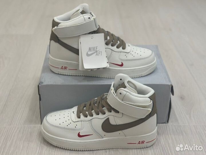 Кроссовки Nike Air Force 1 Mid Premium White Brown