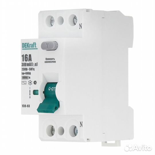 Узо Dekraft узо-03 16А 300 мА 2P тип ас 6 кА компактный (14067DEK)