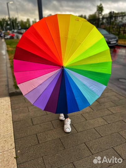 Зонт радуга женский детский трость