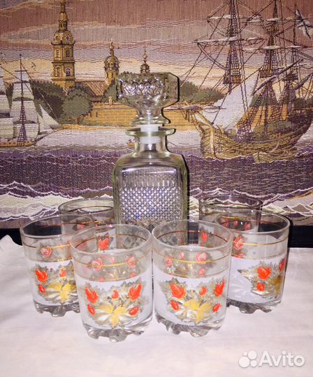 Наборы стаканов новые,ваза, стекло