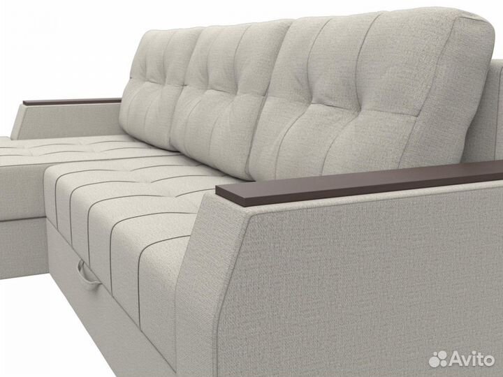 Диван угловой Эмир бс левый угол, рогожка, амур бежевый