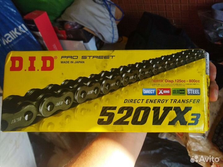 Мотоциклетная цепь DID 520 VX3 108 звеньев