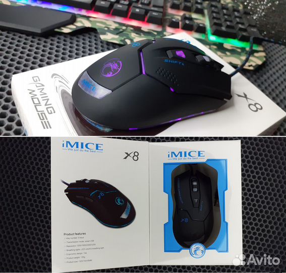 Игровая мышь Emice X8 Подсветка 6D Сенсор 3200dpi