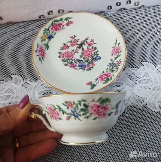 Чайная пара костяной фарфор Франция Лимож