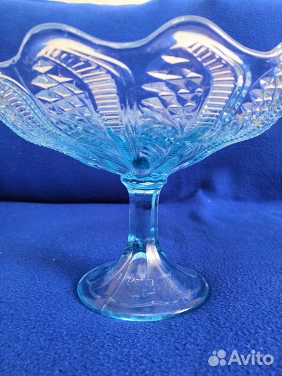 Ваза фруктовница, СССР, купорос, волнистый край