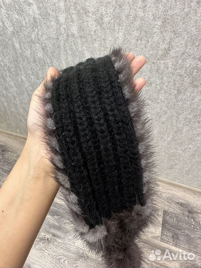 Меховая норковая повязка на голову новая