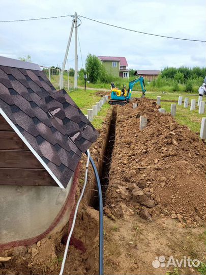 Услуги мини экскаватора,копка траншей,ливневок и