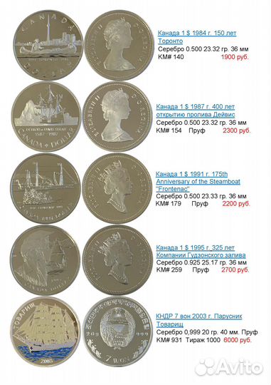 Монеты с кораблями