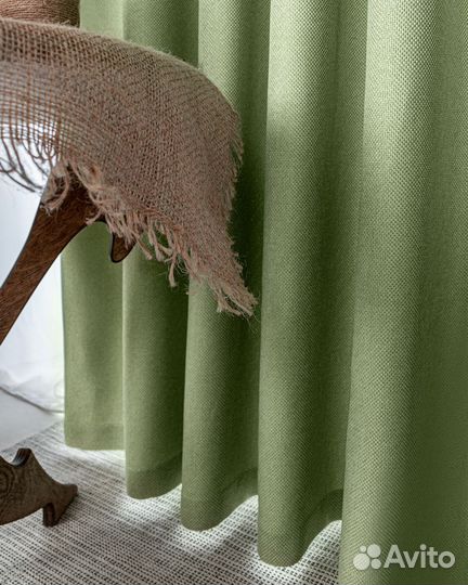 Шторы рогожка Орфей лайм новые на окна пошив