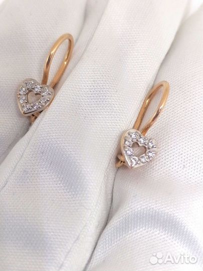 Золотые серьги с фианитом