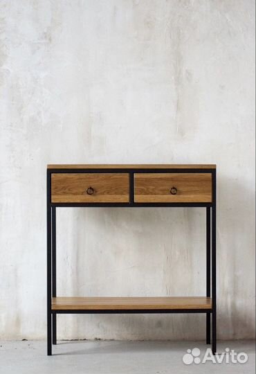 Консоль из массива дуба в стиле Лофт 